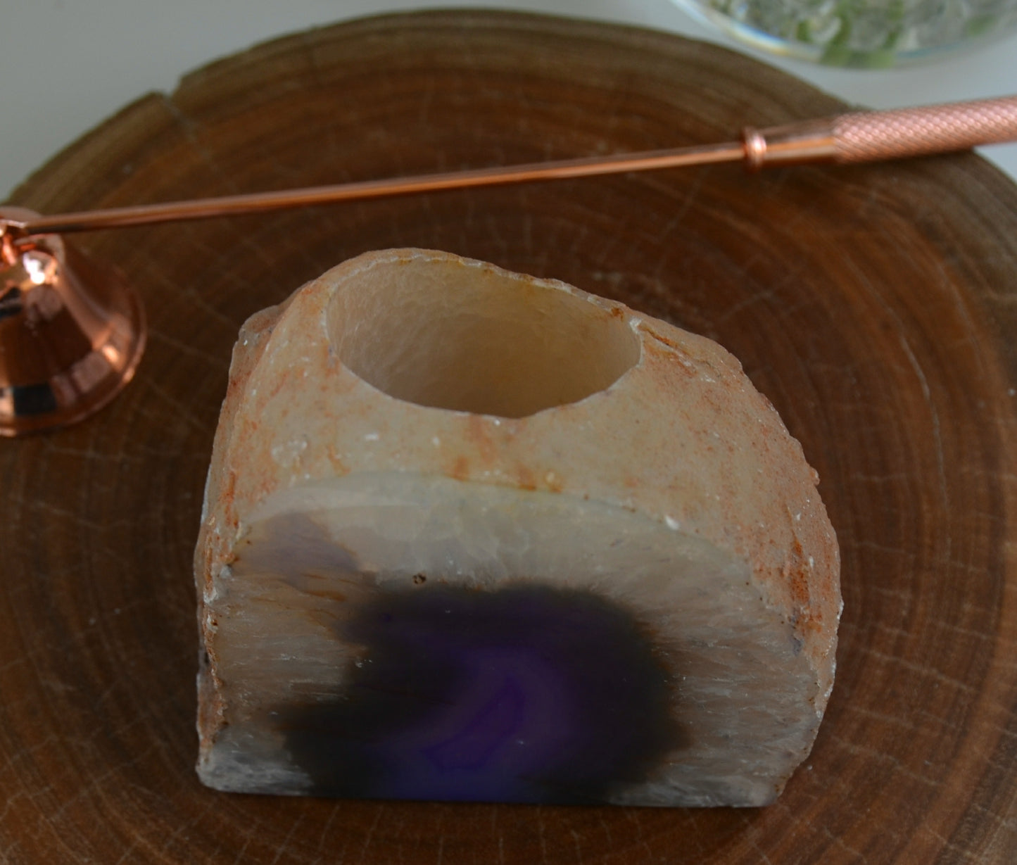 Purple Agate Crystal Tealight Candle Holder