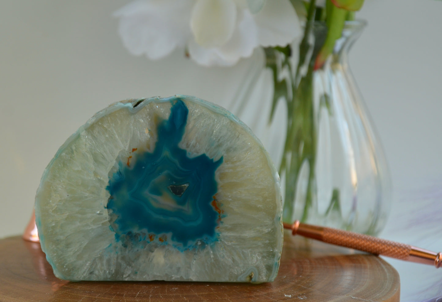 Teal Agate Crystal Tealight Candle Holder