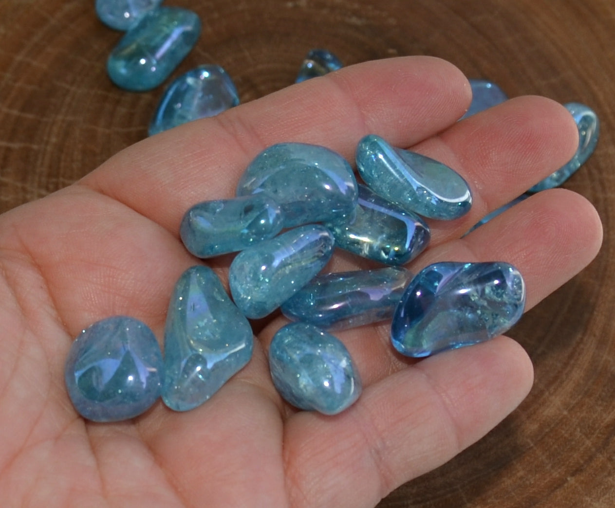 Aqua Aura Quartz Tumbles - Small