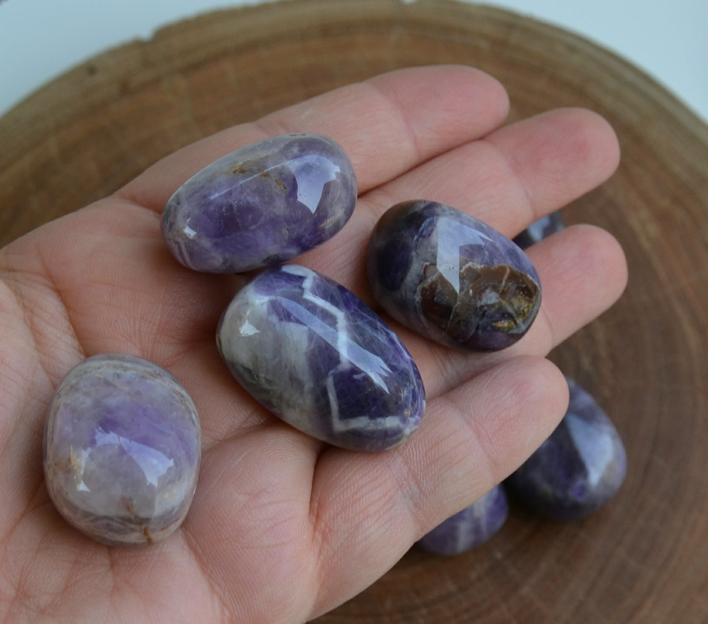 Chevron Amethyst Tumbles