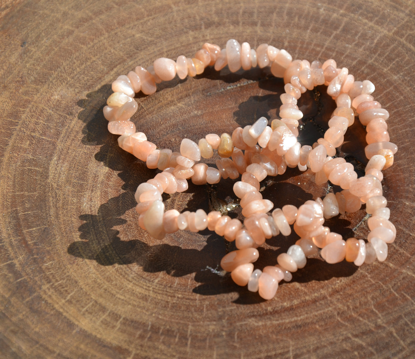 Peach Moonstone Chip Stretch Braclet