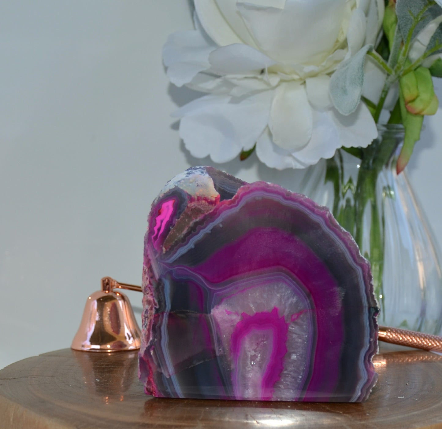 Pink Agate Tealight Crystal Candle Holder