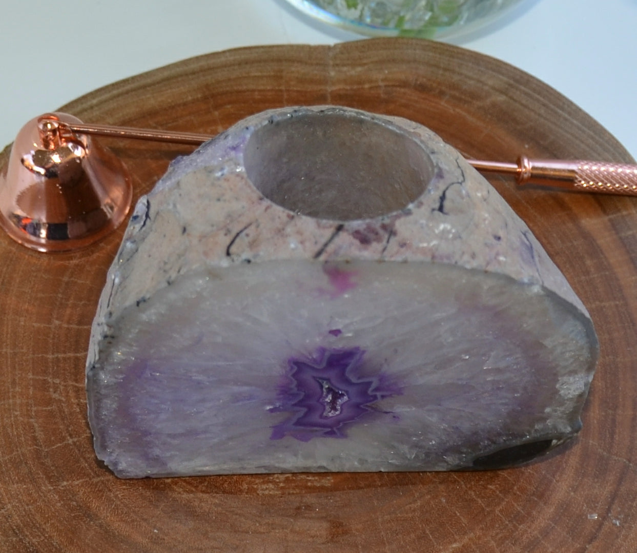 Purple Agate Crystal Tealight Candle Holder