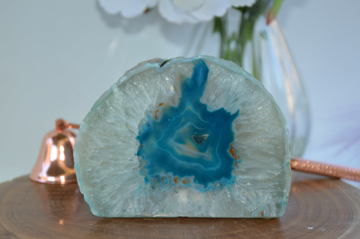 Teal Agate Crystal Tealight Candle Holder