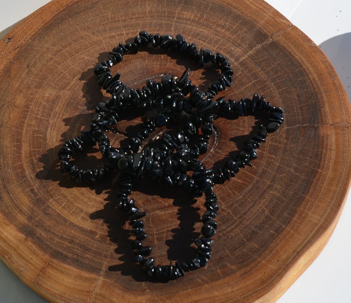 Black Tourmaline Chips -Stretch Bracelet