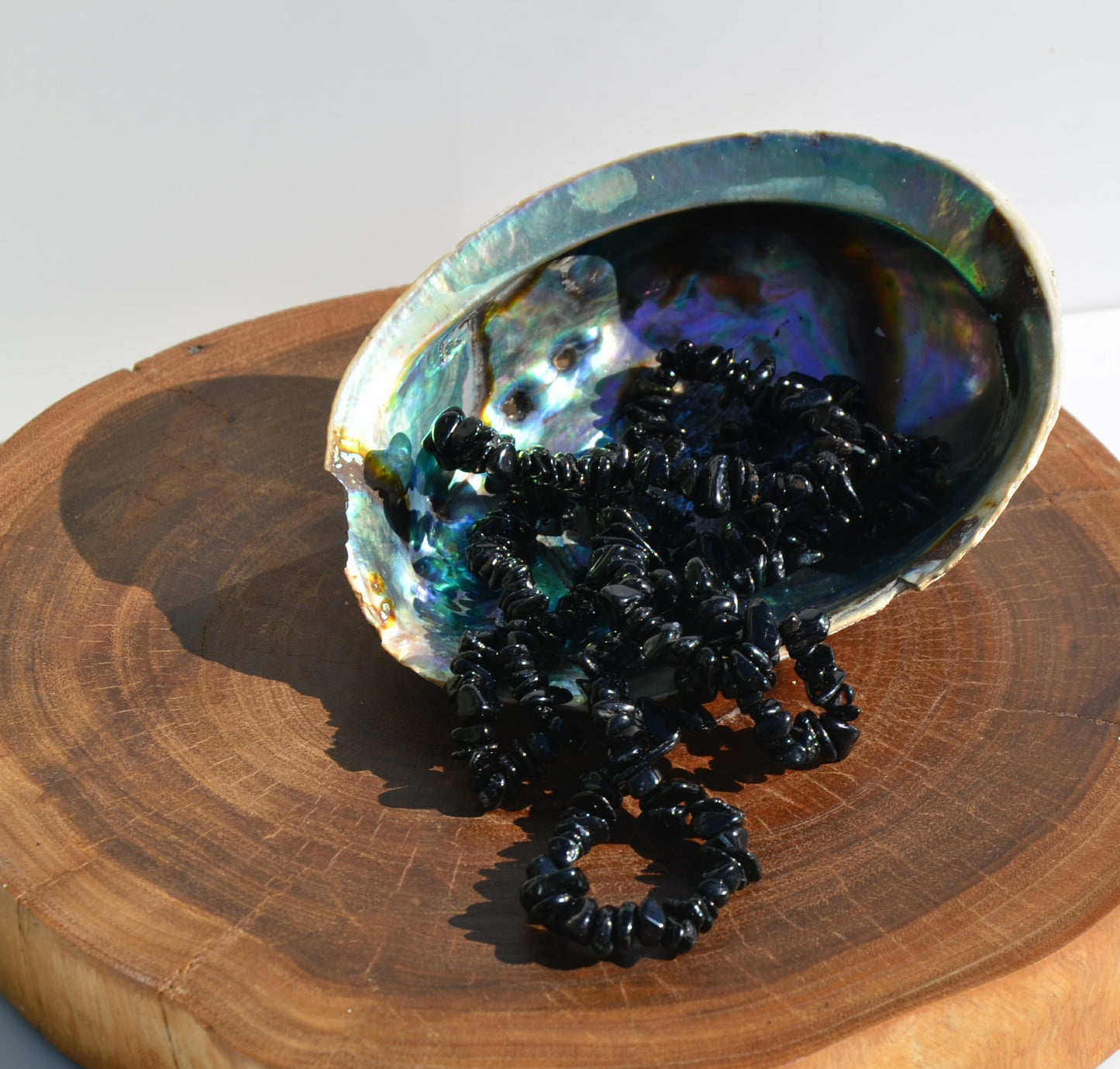 Black Tourmaline Chips -Stretch Bracelet