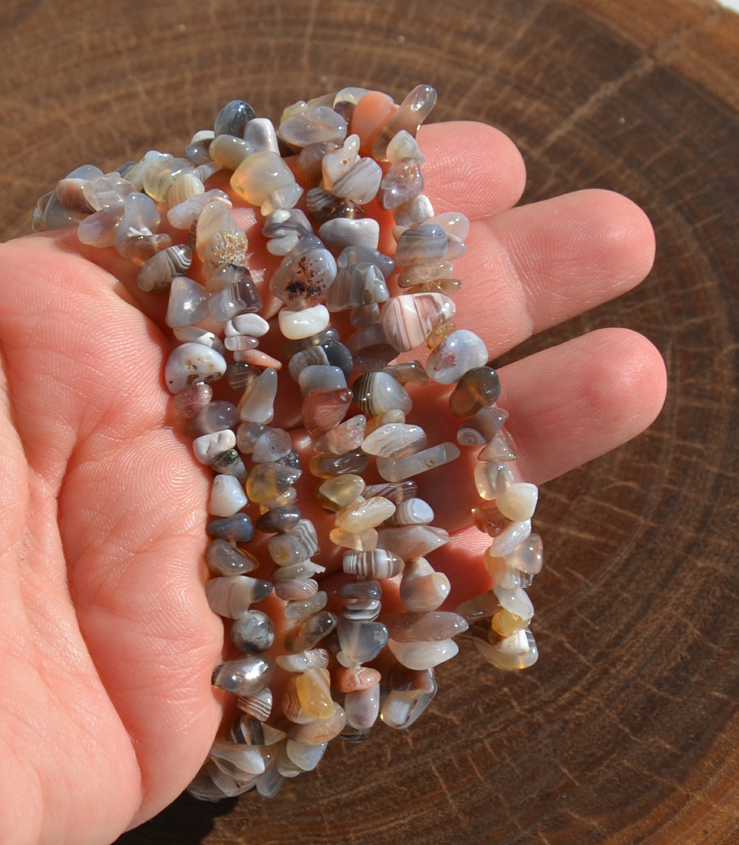 Botswana Agate Stretchy Chip Bracelet