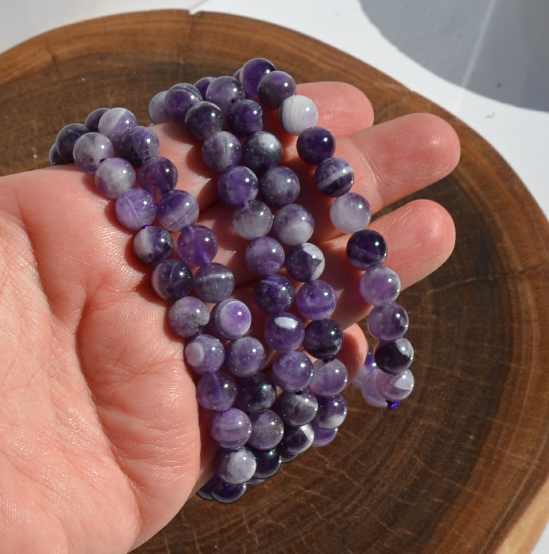 Chevron Amethyst Stretch Bracelet