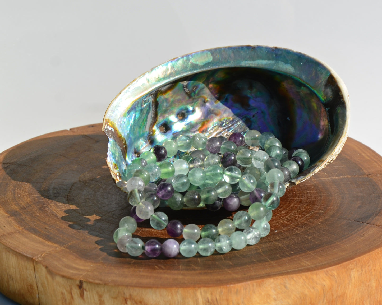 Mixed Green and Purple Fluorite - Stretch Bracelet