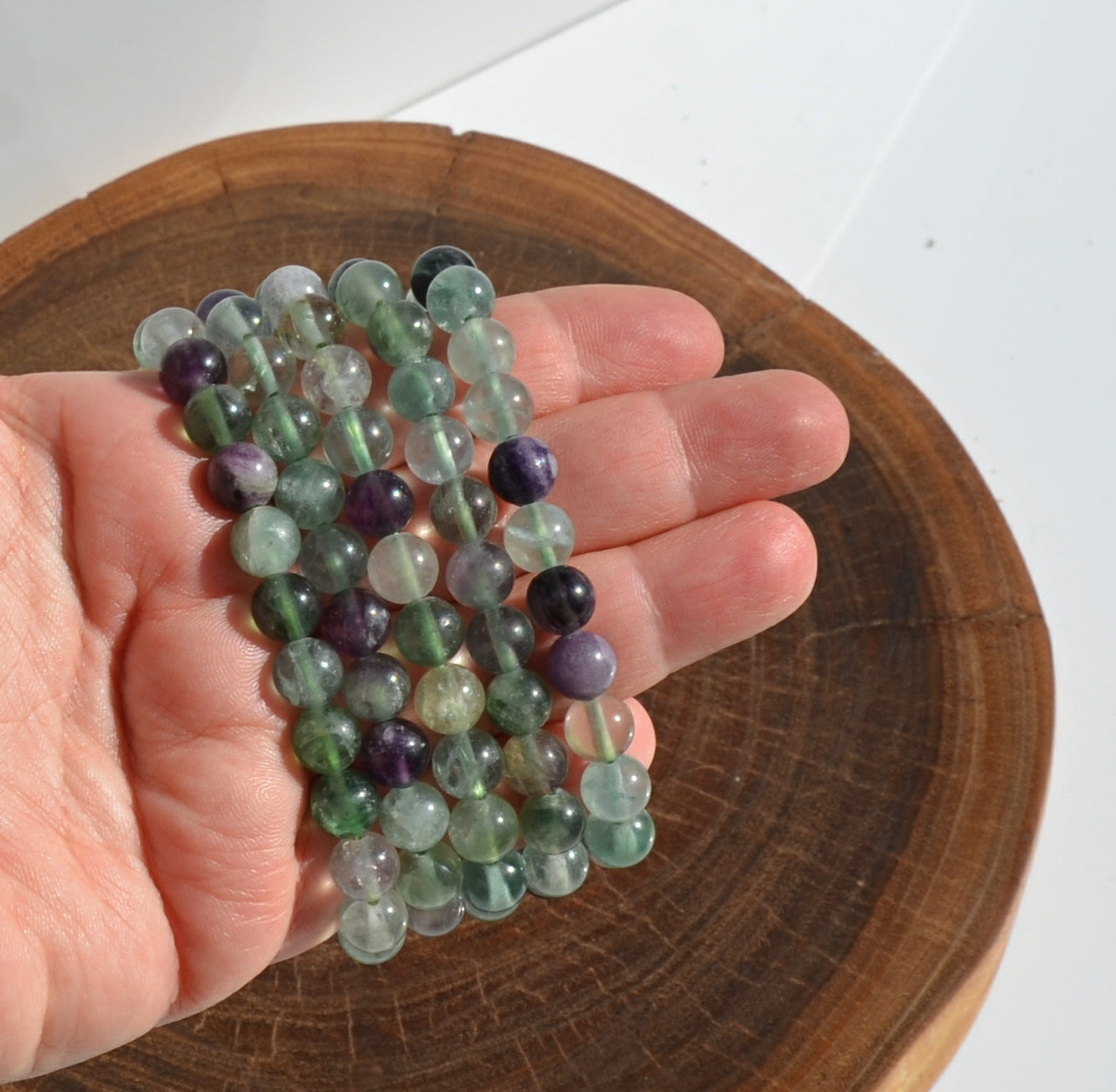 Mixed Green and Purple Fluorite - Stretch Bracelet