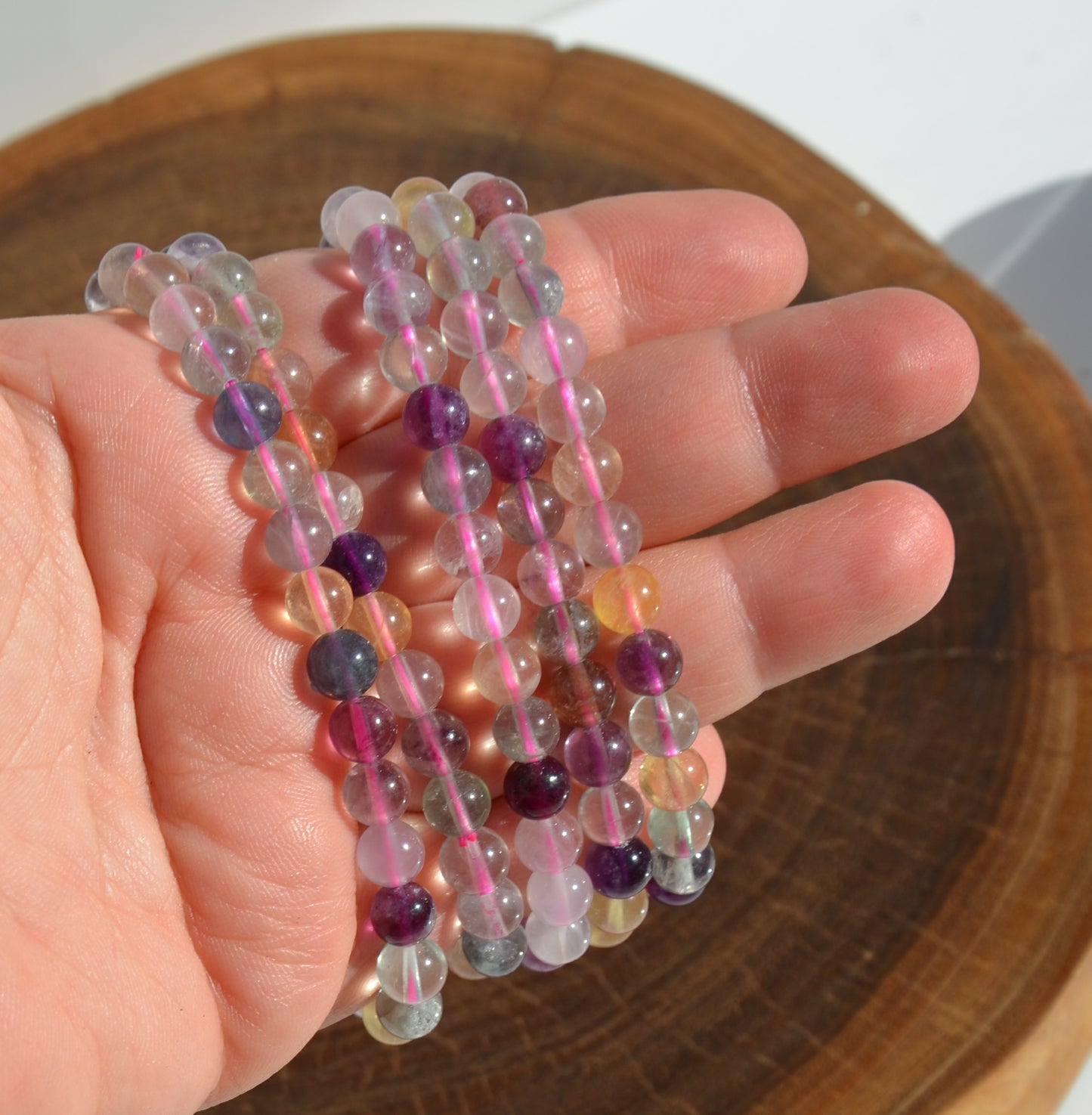 Light Colour Mixed Fluorite - Stretch Bracelet