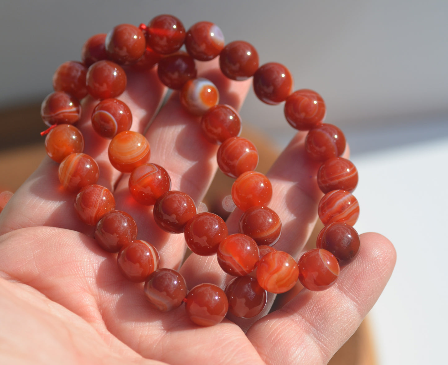 Orange Banded Agate Stretch Bracelet