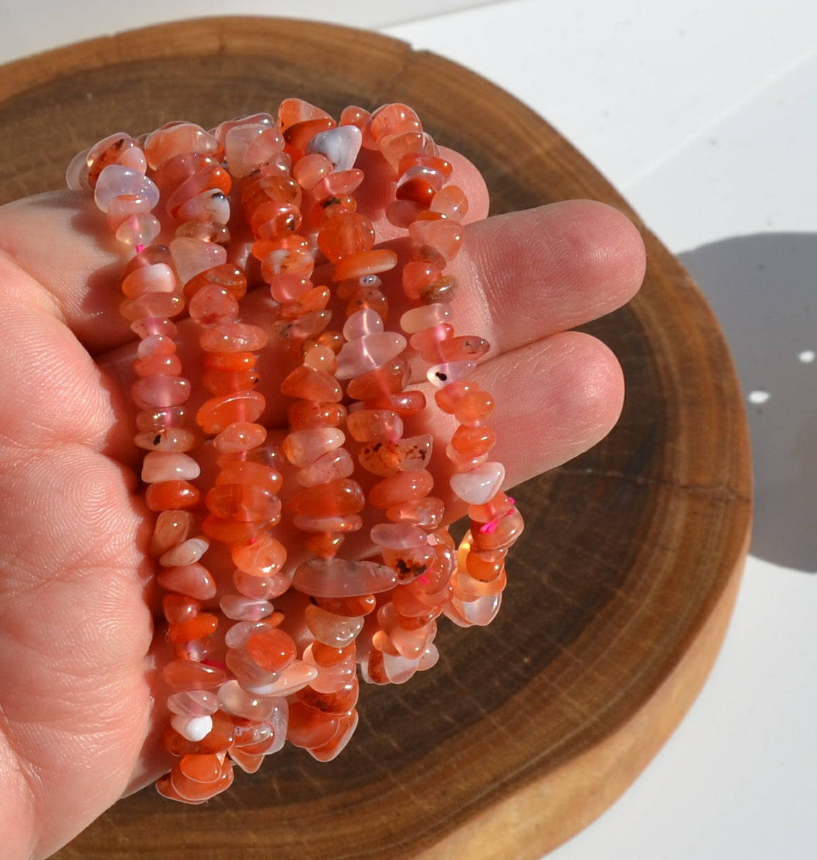 Orange Agate Chip Stretch Bracelet